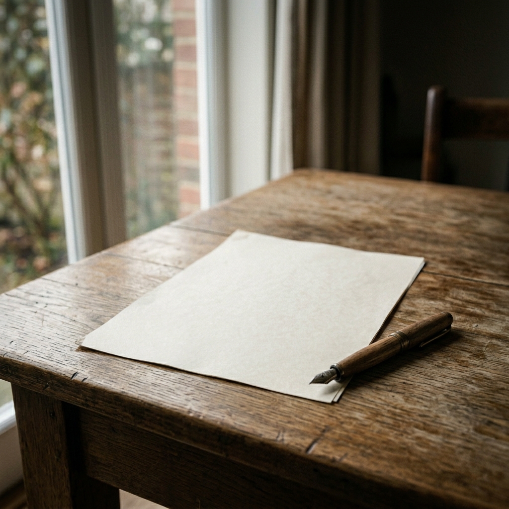 A document on a table with a pen beside it, unsigned